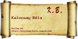 Kalocsay Béla névjegykártya