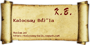 Kalocsay Béla névjegykártya